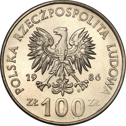 Аверс монеты - Пробные 100 злотых 1986 года MW SW "Владислав I Локетек" Никель - цена  монеты - Польша, Народная Республика