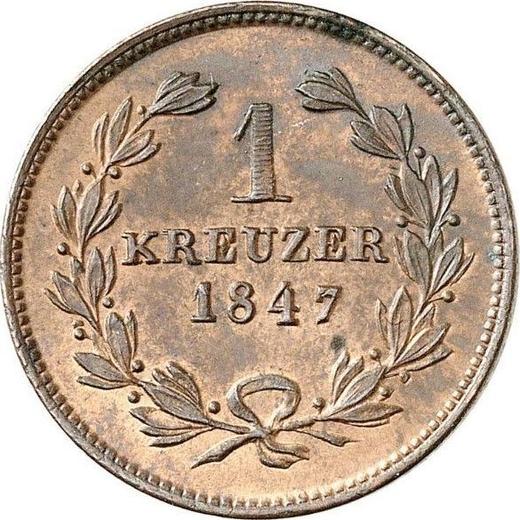 Reverso 1 Kreuzer 1847 - valor de la moneda  - Baden, Leopoldo I de Baden