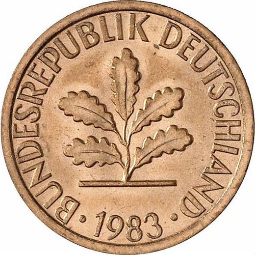 Реверс монеты - 1 пфенниг 1983 года D - цена  монеты - Германия, ФРГ