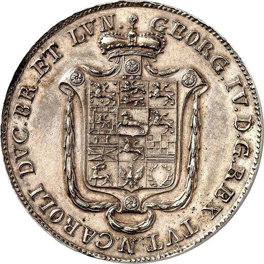 Аверс монеты - Талер 1821 года CvC - цена серебряной монеты - Брауншвейг-Вольфенбюттель, Карл II