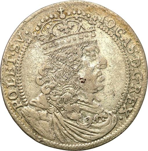 Аверс монеты - Шестак (6 грошей) 1658 года TLB "Портрет с обводкой" - цена серебряной монеты - Польша, Ян II Казимир