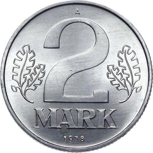 Anverso 2 marcos 1978 A - valor de la moneda  - Alemania, República Democrática Alemana (RDA)