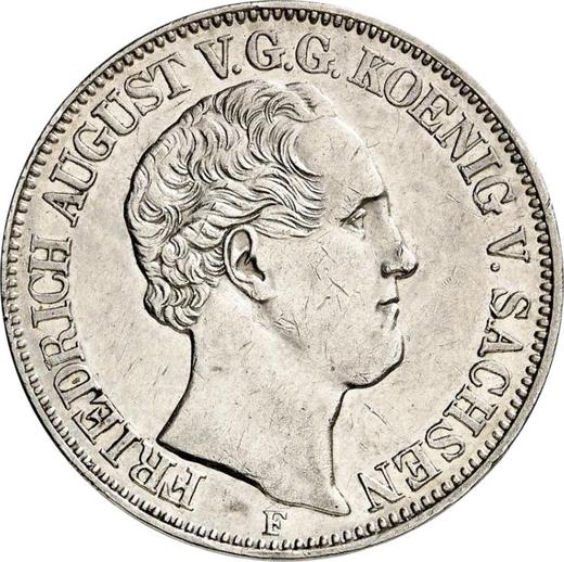 Аверс монеты - Талер 1852 года F "Горный" - цена серебряной монеты - Саксония, Фридрих Август II