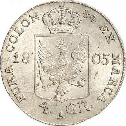 Reverso 4 groschen 1805 A "Silesia" - valor de la moneda de plata - Prusia, Federico Guillermo III