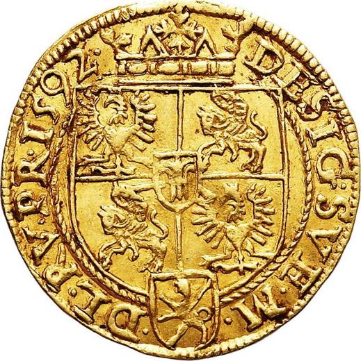 Реверс монеты - Дукат 1592 года "Тип 1590-1592" - цена золотой монеты - Польша, Сигизмунд III Ваза