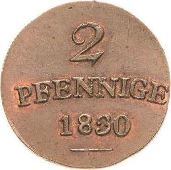 Реверс монеты - 2 пфеннига 1830 года - цена  монеты - Саксен-Веймар-Эйзенах, Карл Фридрих