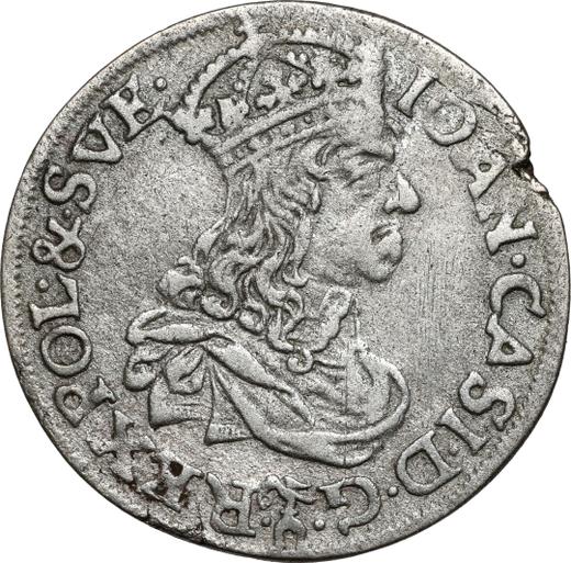 Anverso Szostak (6 groszy) 1661 TLB "Retrato sin marco redondo" - valor de la moneda de plata - Polonia, Juan II Casimiro