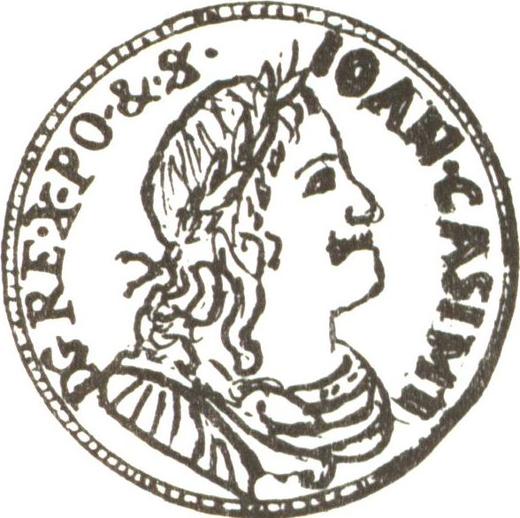 Anverso Ducado 1655 MW "Retrato con guirnalda" - valor de la moneda de oro - Polonia, Juan II Casimiro