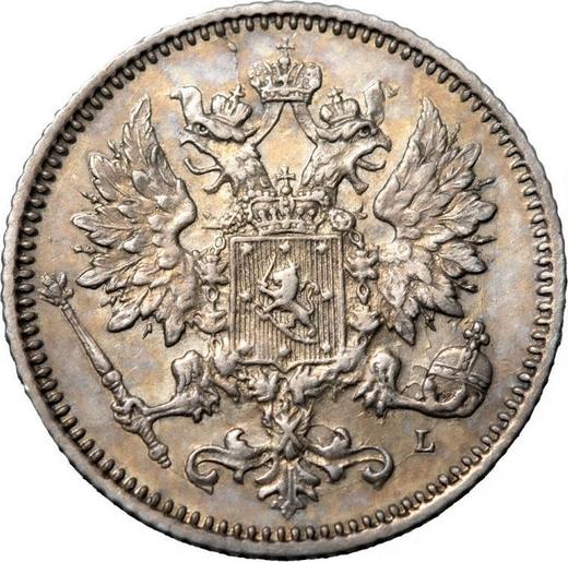 Аверс монеты - 25 пенни 1891 года L - цена серебряной монеты - Финляндия, Великое княжество