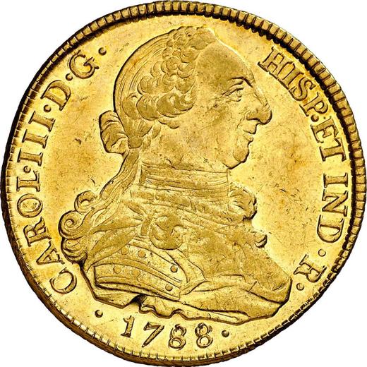Аверс монеты - 8 эскудо 1788 года P SF - цена золотой монеты - Колумбия, Карл III