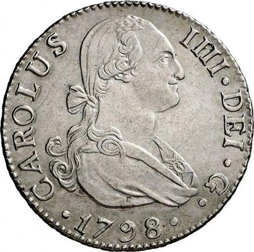 Аверс монеты - 2 реала 1798 года S CN - цена серебряной монеты - Испания, Карл IV