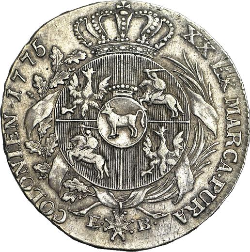 Reverso Medio tálero 1775 EB "Cinta en el pelo" - valor de la moneda de plata - Polonia, Estanislao II Poniatowski
