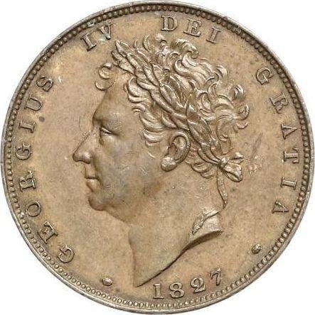 Аверс монеты - Фартинг 1827 года - цена  монеты - Великобритания, Георг IV