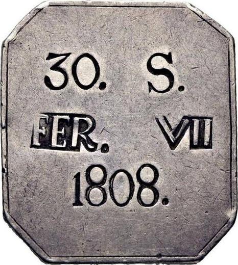 Anverso 30 sueldos (sous) 1808 M - valor de la moneda de plata - España, Fernando VII