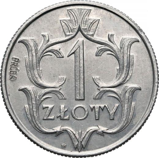 Реверс монеты - Пробный 1 злотый 1929 года "Диаметр 25 мм" Алюминий - цена  монеты - Польша, II Республика