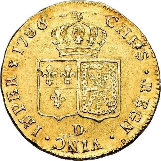 Reverse Double Louis d'Or 1786 D Lyon - France, Louis XVI