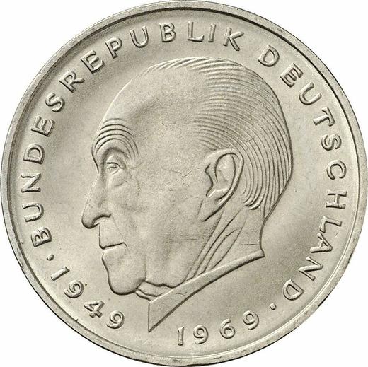 Anverso 2 marcos 1975 F "Konrad Adenauer" - valor de la moneda  - Alemania, RFA