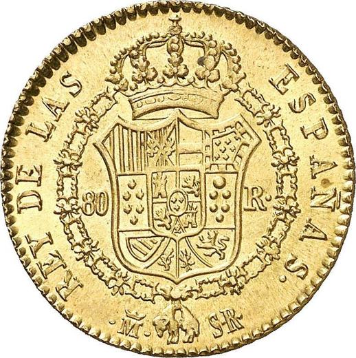 Реверс монеты - 80 реалов 1823 года M SR - цена золотой монеты - Испания, Фердинанд VII