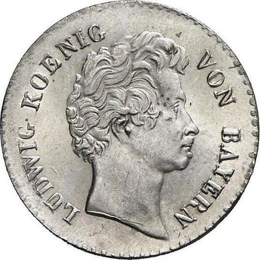 Аверс монеты - 6 крейцеров 1828 года - цена серебряной монеты - Бавария, Людвиг I