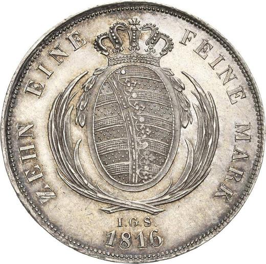 Reverso Tálero 1816 I.G.S. - valor de la moneda de plata - Sajonia, Federico Augusto I