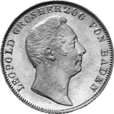 Аверс монеты - 1/2 гульдена 1841 года D - цена серебряной монеты - Баден, Леопольд