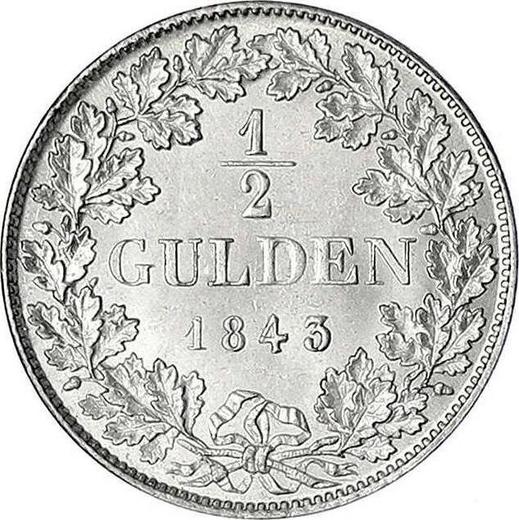 Реверс монеты - 1/2 гульдена 1843 года - цена серебряной монеты - Саксен-Мейнинген, Бернгард II