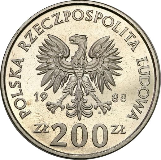 Obverse Pattern 200 Zlotych 1988 MW ET "XIV World Cup FIFA - Italy 1990" Nickel -  Coin Value - Poland, Peoples Republic