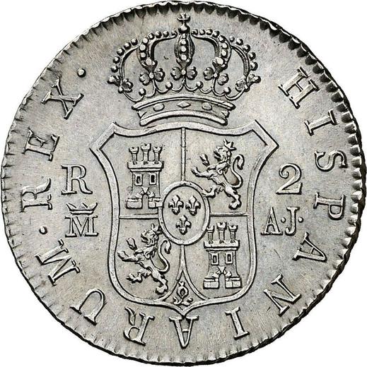 Revers 2 Reales 1828 M AJ - Silbermünze Wert - Spanien, Ferdinand VII