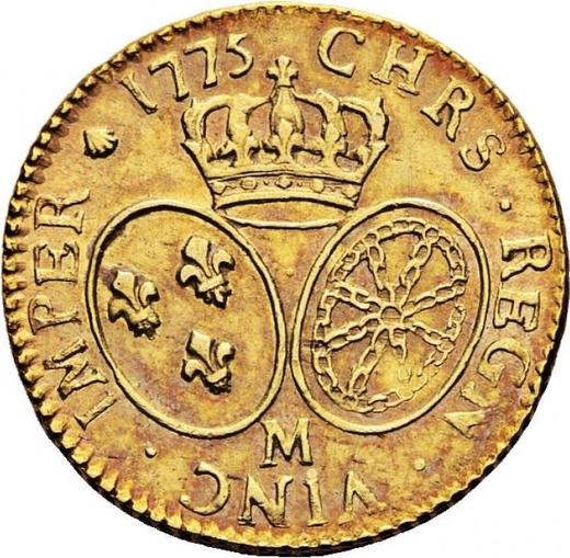 Reverso Louis d'Or 1775 M Toulouse - valor de la moneda de oro - Francia, Luis XVI