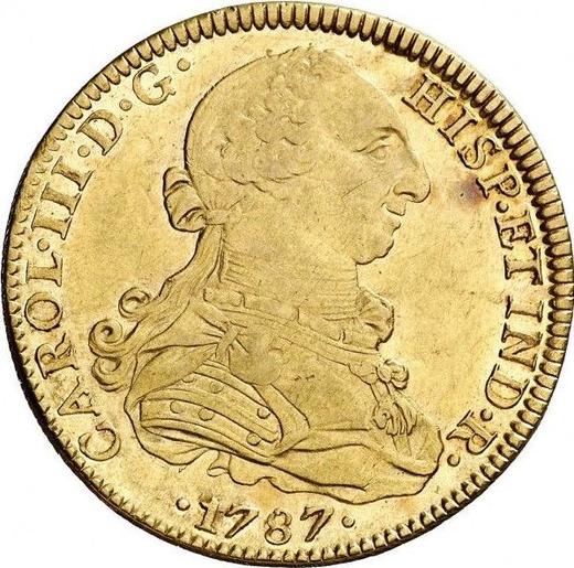 Аверс монеты - 8 эскудо 1787 года Mo FM - цена золотой монеты - Мексика, Карл III