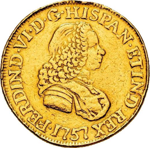 Аверс монеты - 2 эскудо 1757 года LM JM - цена золотой монеты - Перу, Фердинанд VI