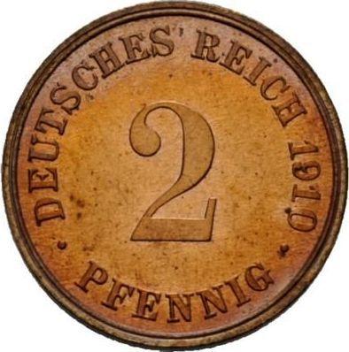 Anverso 2 Pfennige 1910 D "Tipo 1904-1916" - valor de la moneda  - Alemania, Imperio alemán