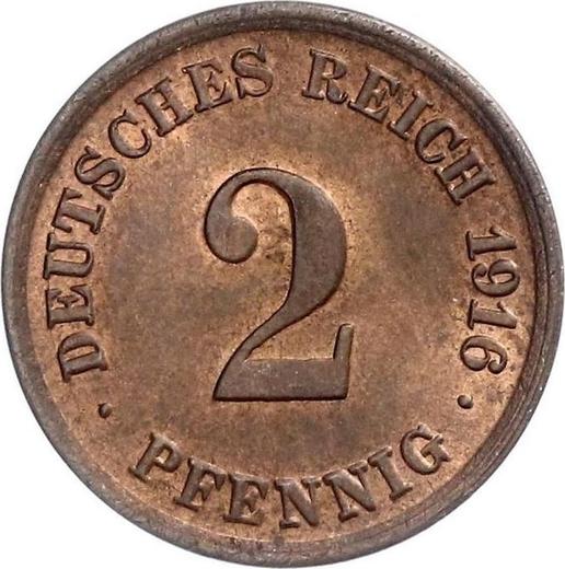 Аверс монеты - 2 пфеннига 1916 года F "Тип 1904-1916" - цена  монеты - Германия, Германская Империя