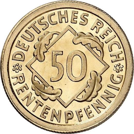 Аверс монеты - 50 рентенпфеннигов 1924 года F - цена  монеты - Германия, Bеймарская республика