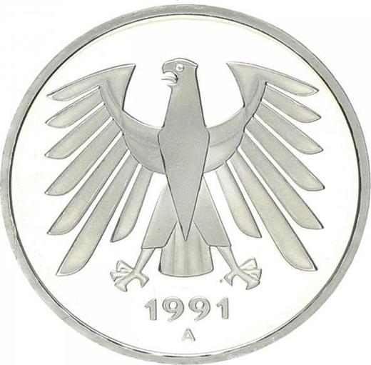 Реверс монеты - 5 марок 1991 года A - цена  монеты - Германия, ФРГ
