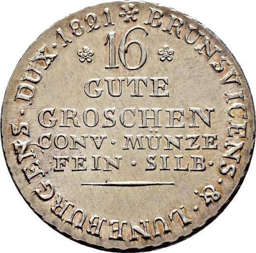 Revers 16 Gutegroschen 1821 "Typ 1820-1821" - Silbermünze Wert - Hannover, Georg IV