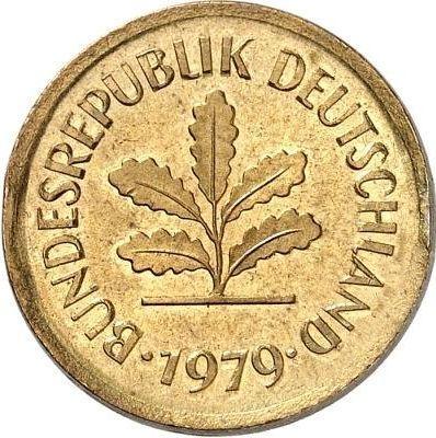 Реверс монеты - 5 пфеннигов 1979 года J - цена  монеты - Германия, ФРГ
