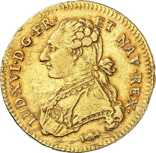 Obverse Double Louis d'Or 1777 K Bordeaux - Gold Coin Value - France, Louis XVI