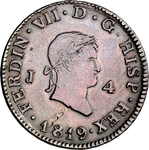 Anverso 4 maravedíes 1819 J "Tipo 1817-1820" - valor de la moneda  - España, Fernando VII