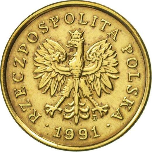 Anverso 5 groszy 1991 MW - valor de la moneda  - Polonia, República moderna