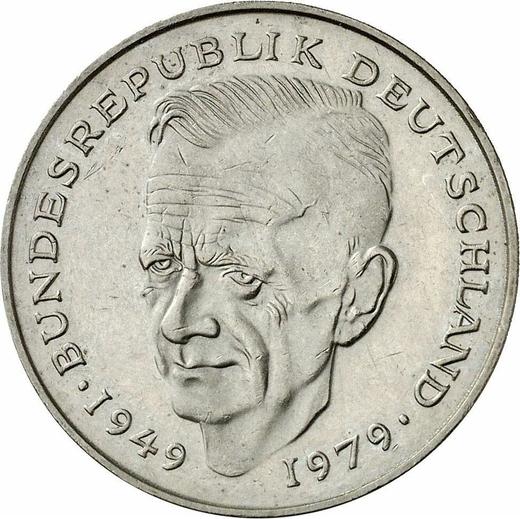 Аверс монеты - 2 марки 1987 года D "Курт Шумахер" - цена  монеты - Германия, ФРГ