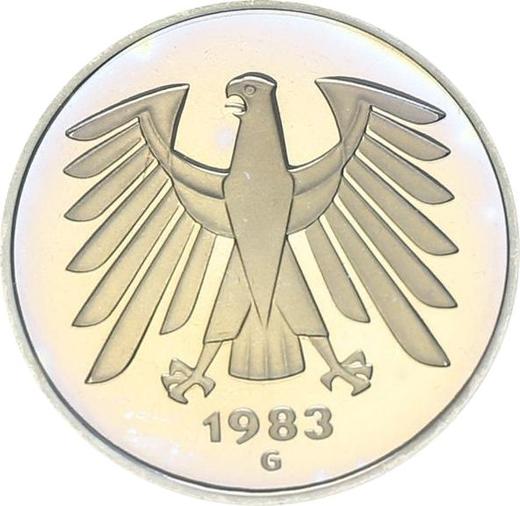 Реверс монеты - 5 марок 1983 года G - цена  монеты - Германия, ФРГ
