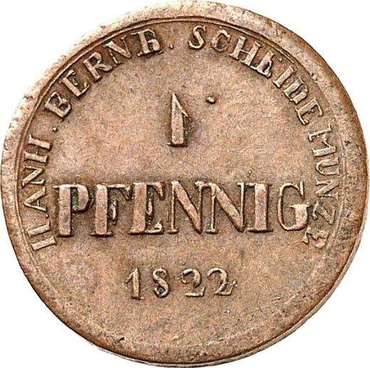 Reverso 1 Pfennig 1822 - valor de la moneda  - Anhalt-Bernburg, Alexis Federico Cristián