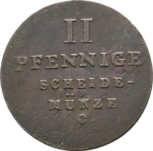 Реверс монеты - 2 пфеннига 1830 года C - цена  монеты - Ганновер, Георг IV