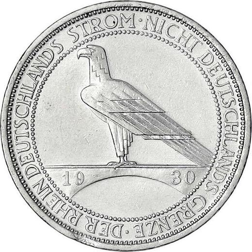 Реверс монеты - 3 рейхсмарки 1930 года D "Освобождение Рейнской области" - цена серебряной монеты - Германия, Bеймарская республика