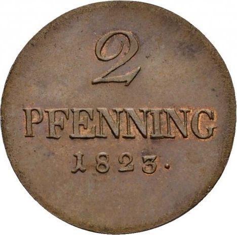 Реверс монеты - 2 пфеннига 1823 года - цена  монеты - Бавария, Максимилиан I