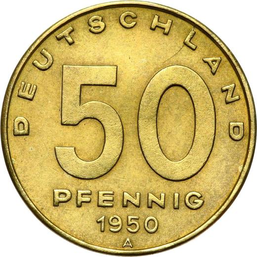 Anverso 50 Pfennige 1950 A - valor de la moneda  - Alemania, República Democrática Alemana (RDA)