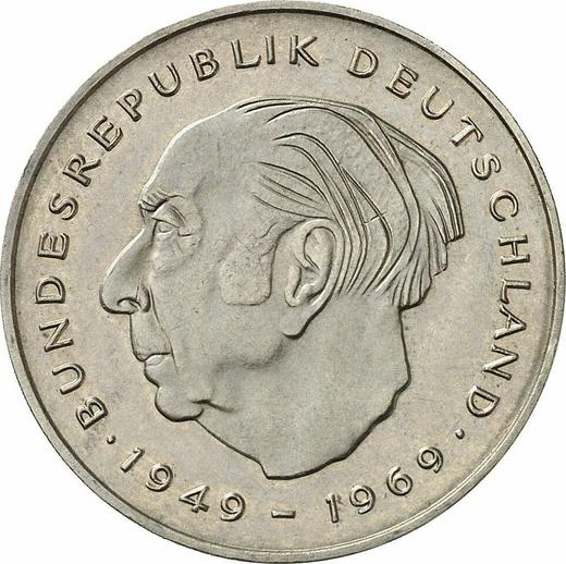 Аверс монеты - 2 марки 1977 года G "Теодор Хойс" - цена  монеты - Германия, ФРГ