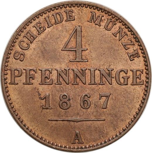 Reverso 4 Pfennige 1867 A - valor de la moneda  - Prusia, Guillermo I