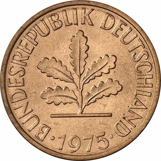 Reverso 2 Pfennige 1975 D - valor de la moneda  - Alemania, RFA